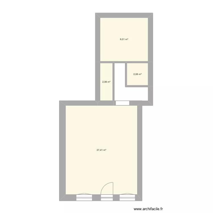 p1 premiere esquisse. Plan de 4  et 41 m²