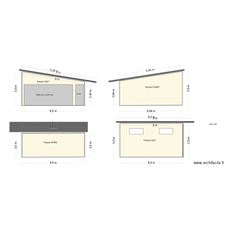 Garages 4 faces. Plan de 4 pièces et 76 m2