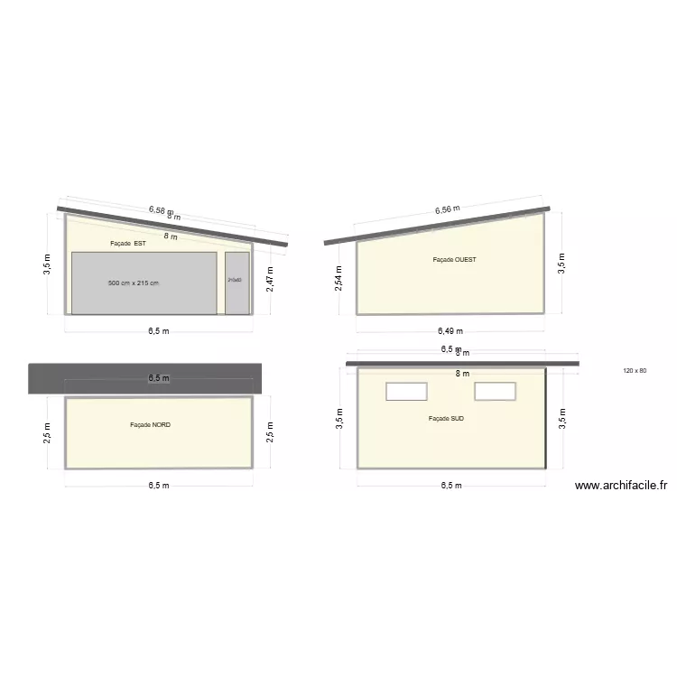 Garages 4 faces. Plan de 