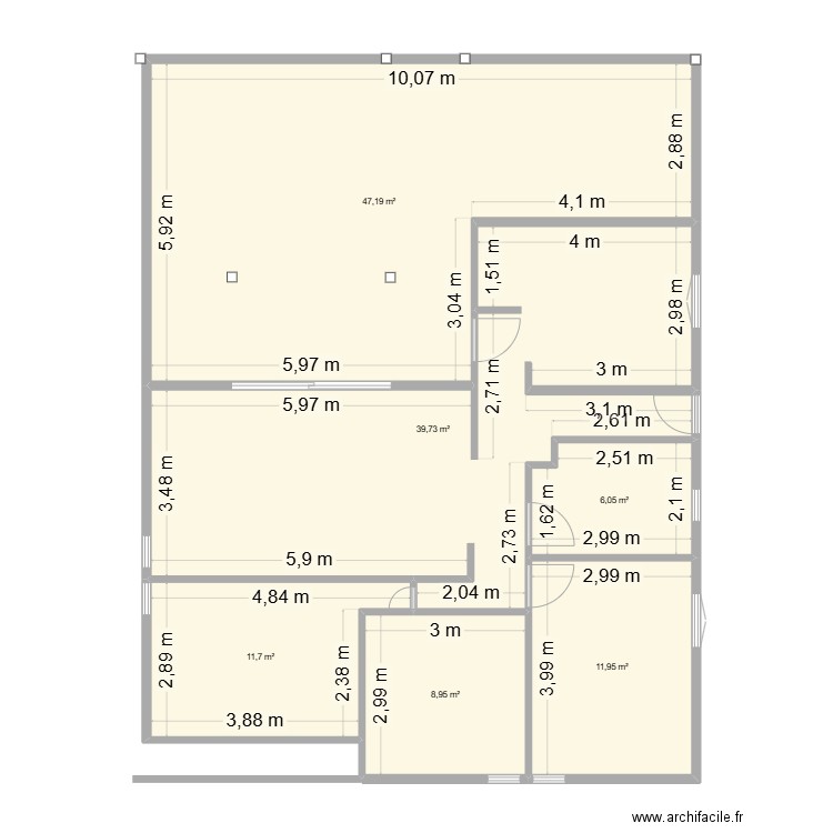 rivière-salée avant. Plan de 6 pièces et 126 m2