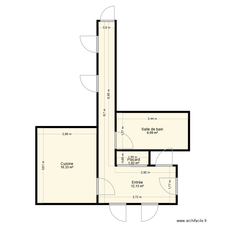 LEPREVOST. Plan de 4 pièces et 30 m2