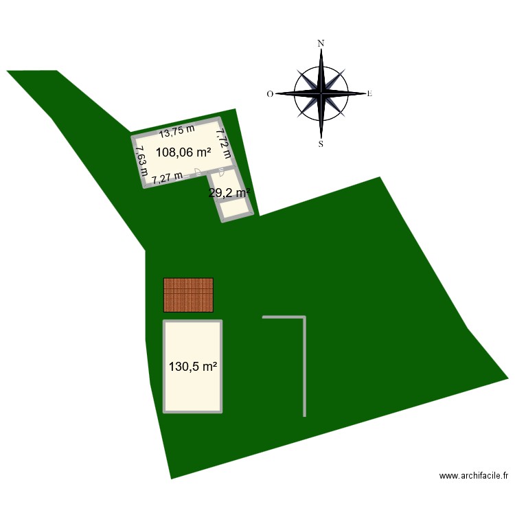 oiùih. Plan de 3 pièces et 268 m2