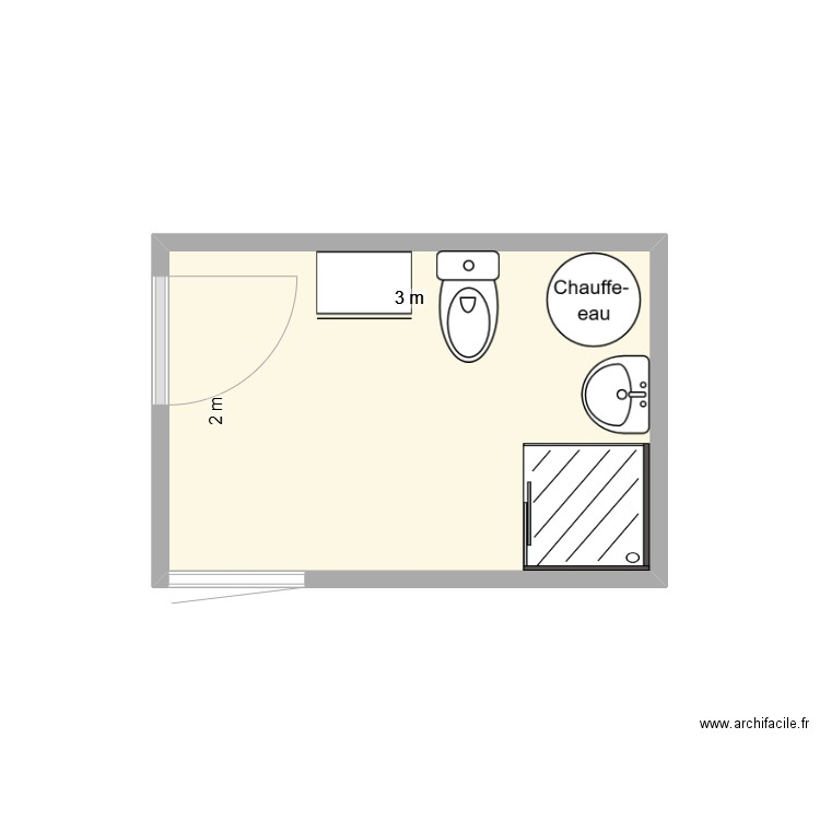 Sanitaire Camping LDB. Plan de 1 pièce et 6 m2