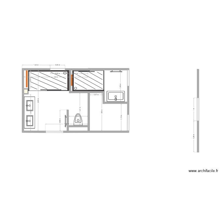 SDB métré 2. Plan de 1 pièce et 0 m2