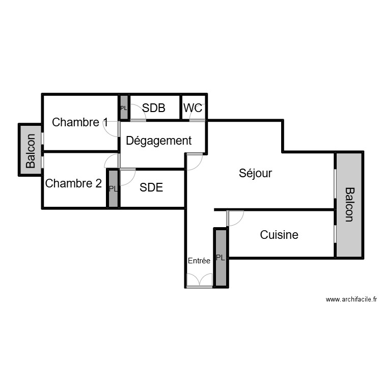 PERRUSSON. Plan de 13 pièces et 104 m2