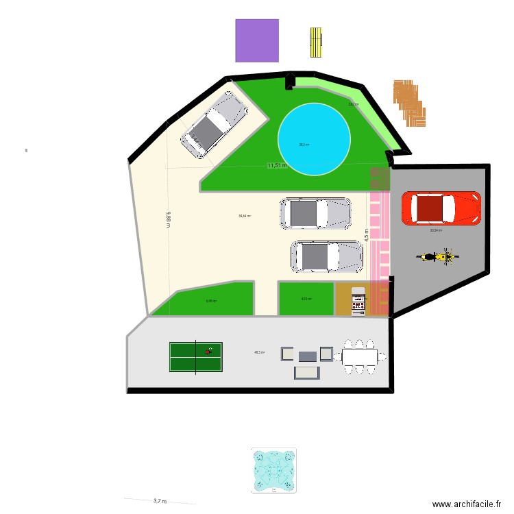 Extérieur Seb bis. Plan de 8 pièces et 222 m2