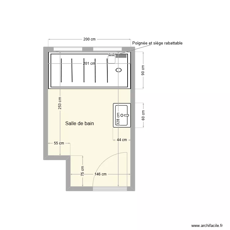 UTZINGER Salle de bain adaptation. Plan de 