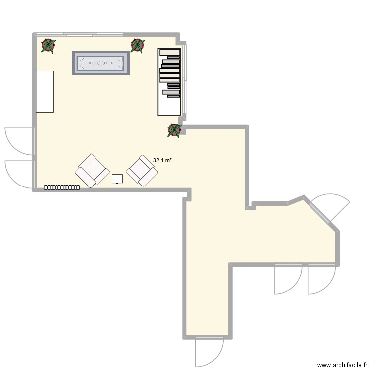 projet Accueil Esthima. Plan de 1 pièce et 32 m2