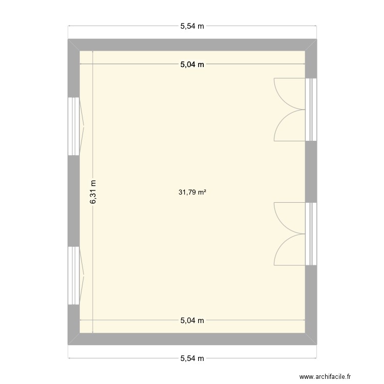 Truf1. Plan de 1 pièce et 32 m2