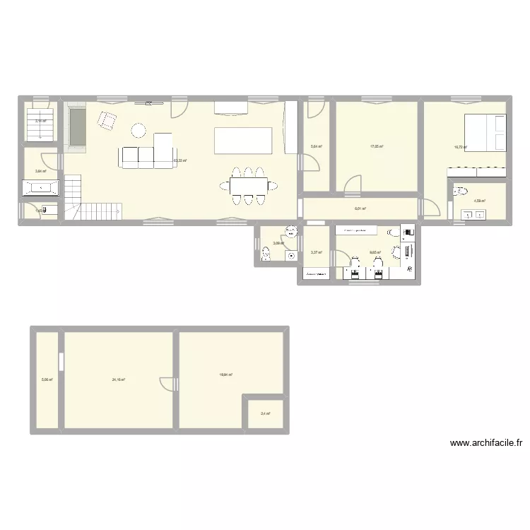 joigneaux v3. Plan de 16  et 190 m²