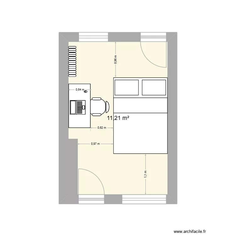 cyrielle. Plan de 1  et 11 m²