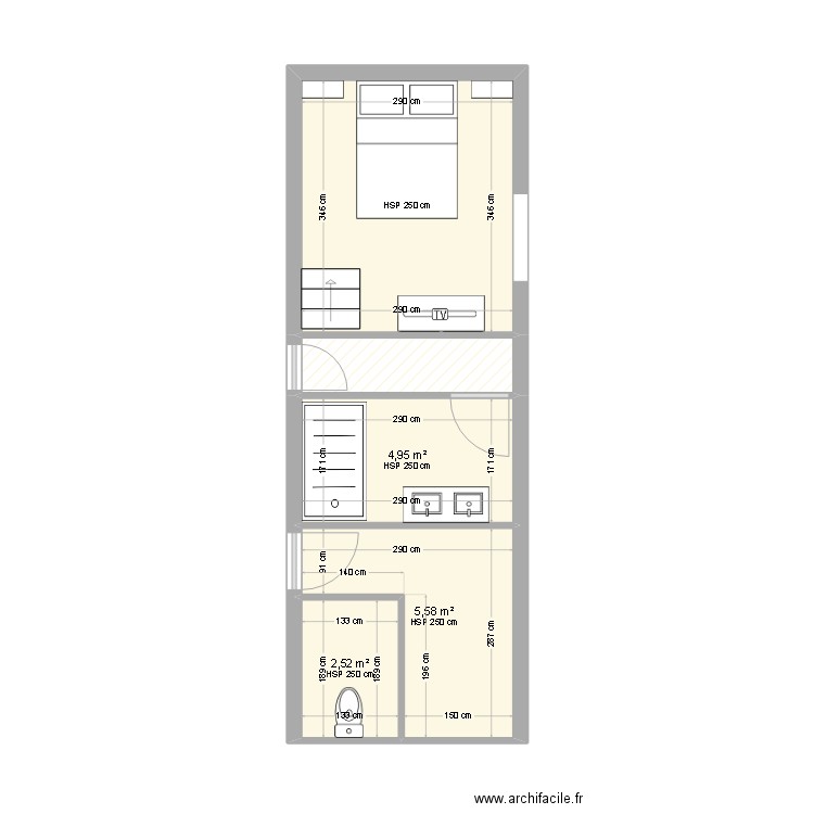 AGENCEMENT BRUNET. Plan de 5 pièces et 25 m2