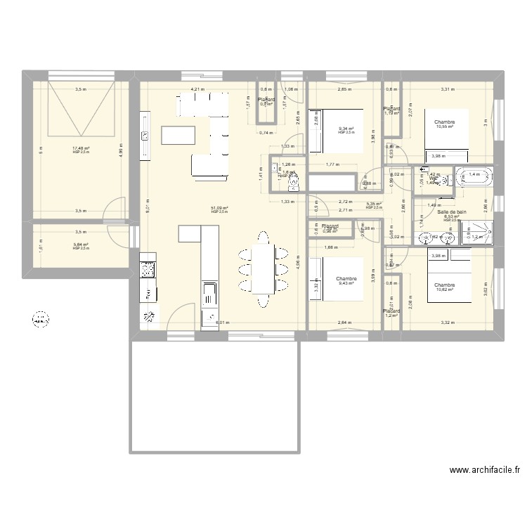 Plan Auppegard 2. Plan de 15 pièces et 133 m2