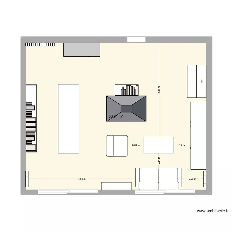 Salon. Plan de 1 et 50 m² Salon. Plan de 1 et 50 m²
