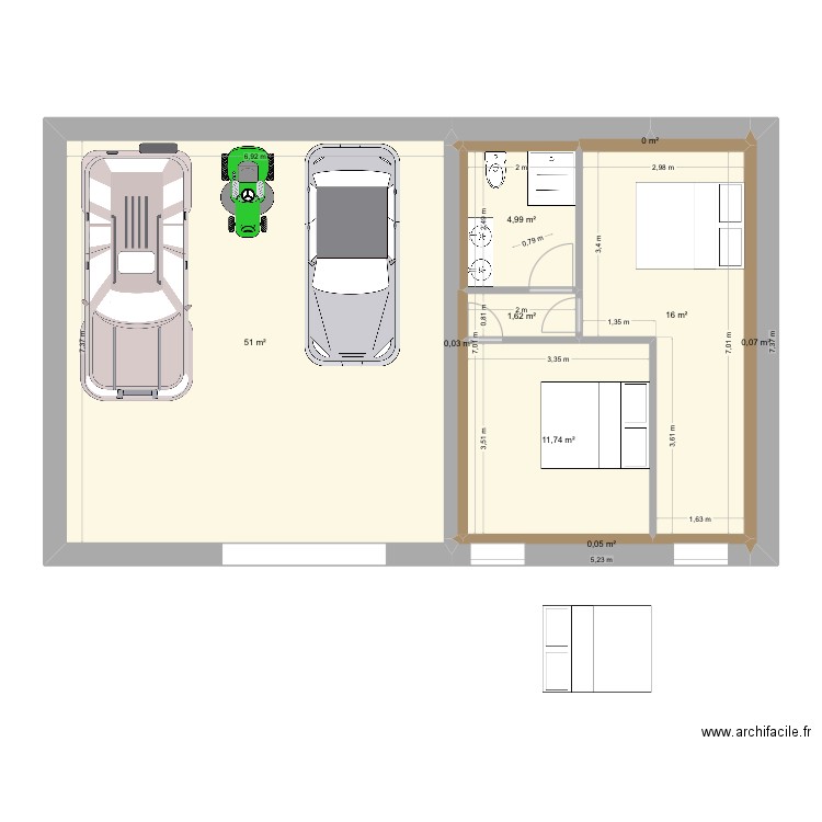LGN2. Plan de 5 pièces et 96 m2