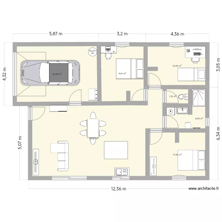 Maison DZ. Plan de 7  et 101 m²
