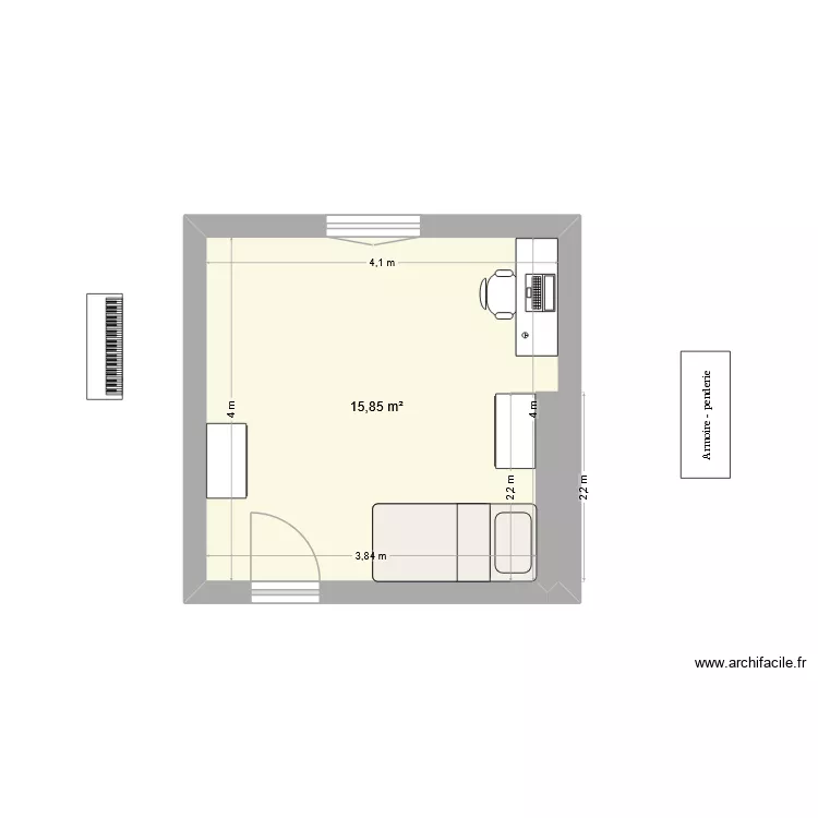 Chambre Hele. Plan de 1 et 16 m² Chambre Hele. Plan de 1 et 16 m²