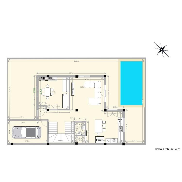 zouaghi kada. Plan de 5 pièces et 207 m2