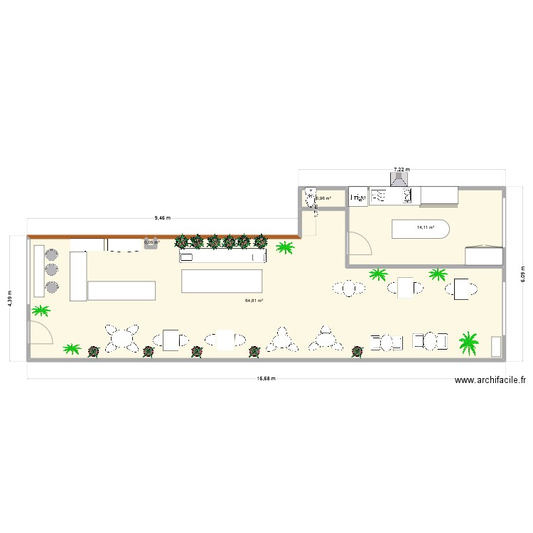 mimosa. Plan de 4 pièces et 80 m2