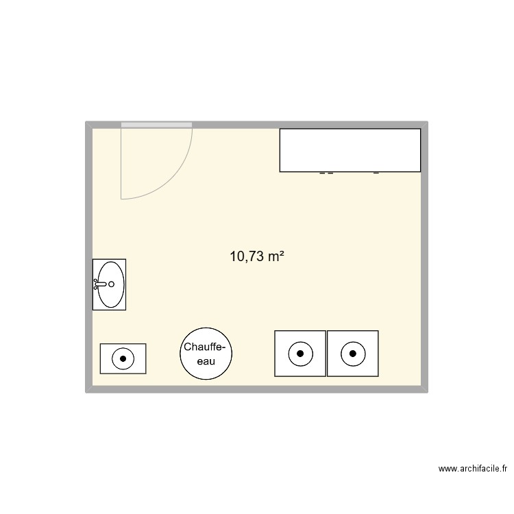 buanderie. Plan de 1 pièce et 11 m2