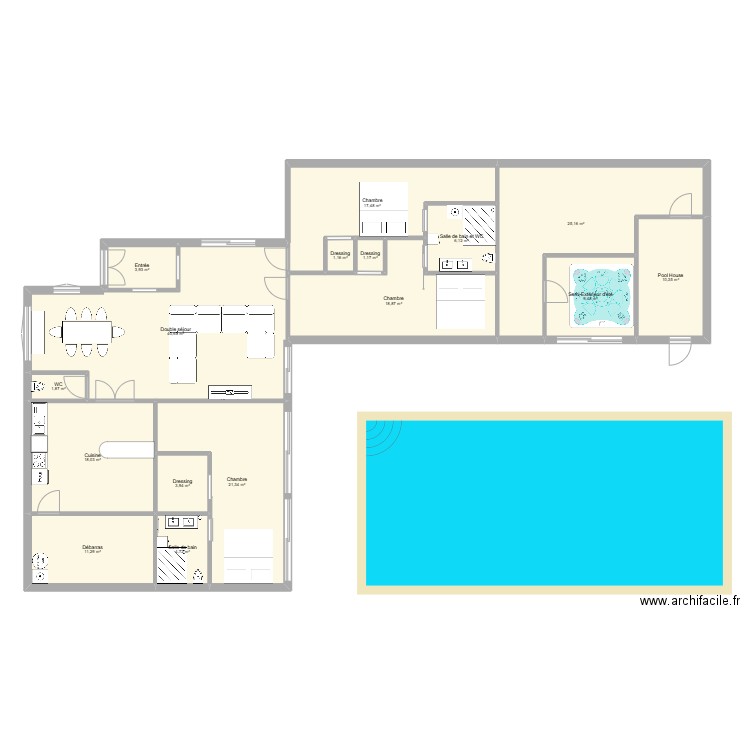 maison 25. Plan de 16 pièces et 196 m2