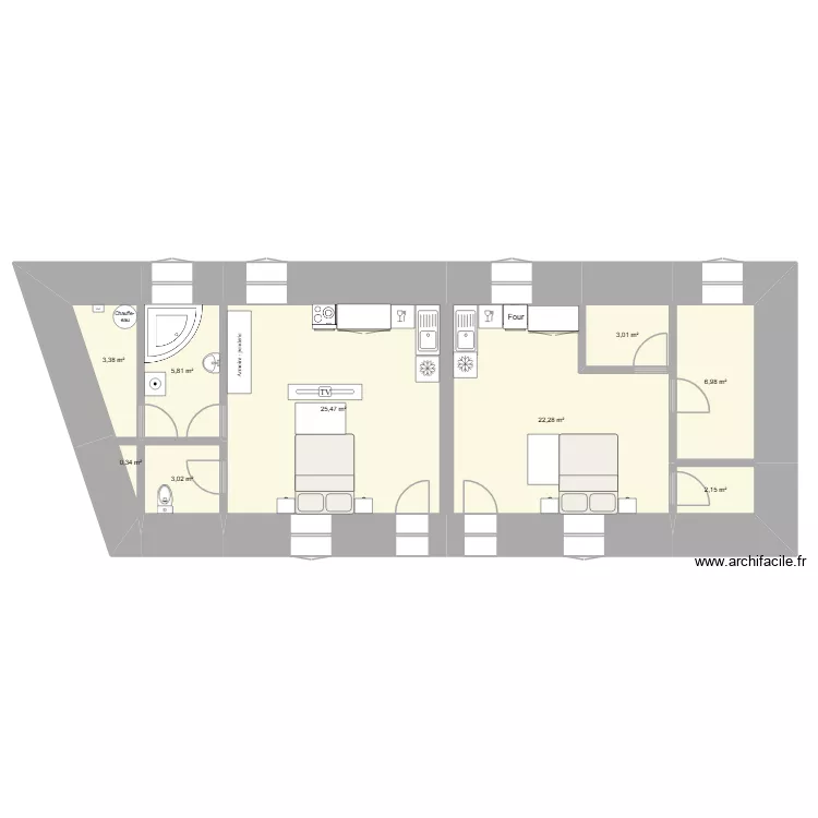 2 appart par etage LE CALVAIRE. Plan de 9 Pièces et 72 m² 2 appart par etage LE CALVAIRE. Plan de 9 Pièces et 72 m²