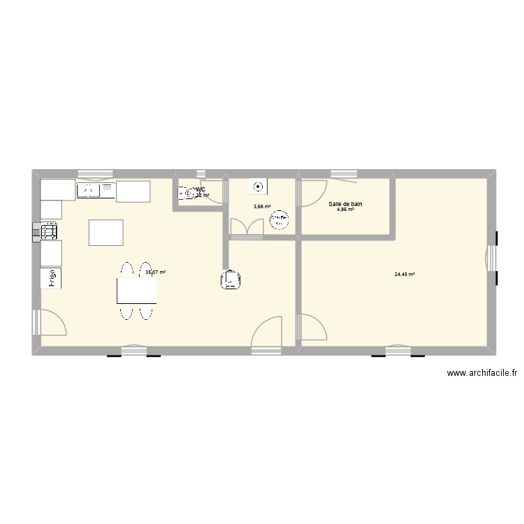 Maison Auriébat rez de chaussée projet. Plan de 5 pièces et 69 m2
