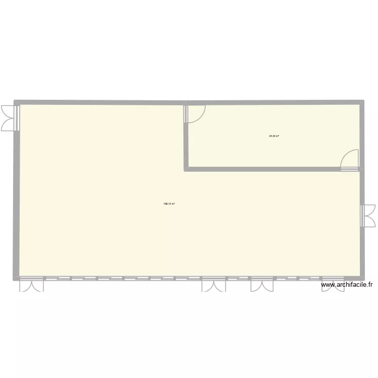 Plan salle des f&ecirc;tes. Plan de 2  et 231 m²