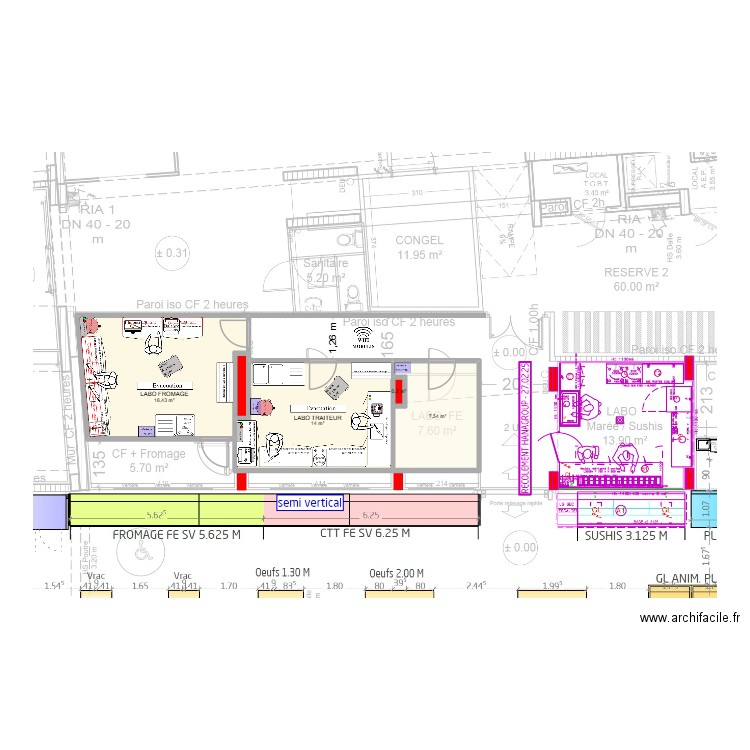 Montchat. Plan de 5 pièces et 39 m2