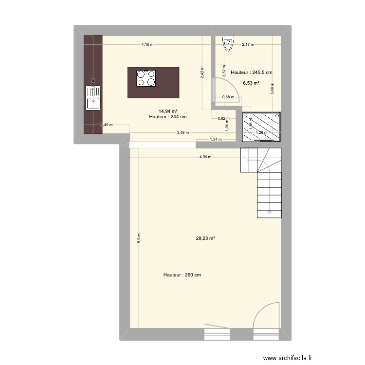 maison david. Plan de 3 pièces et 51 m2