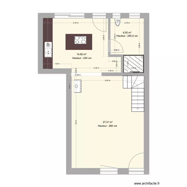 maison david. Plan de 3  et 49 m²