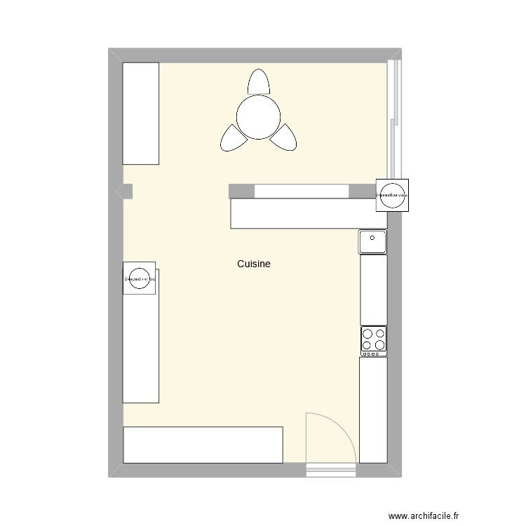cuisine. Plan de 1 pièce et 33 m2