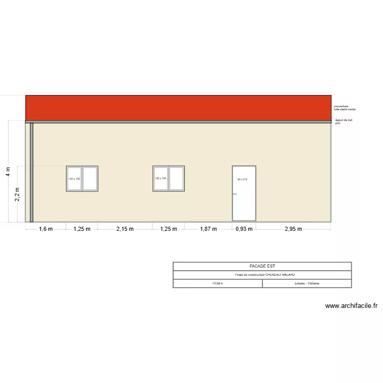facade est couleur 1.1. Plan de 1  et 48 m²