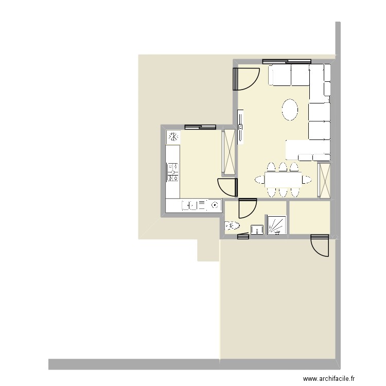 Studio. Plan de 5 pièces et 86 m2
