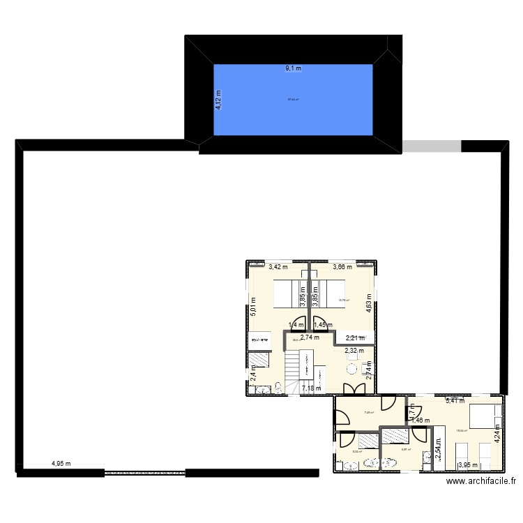 PADERME. Plan de 7 pièces et 129 m2