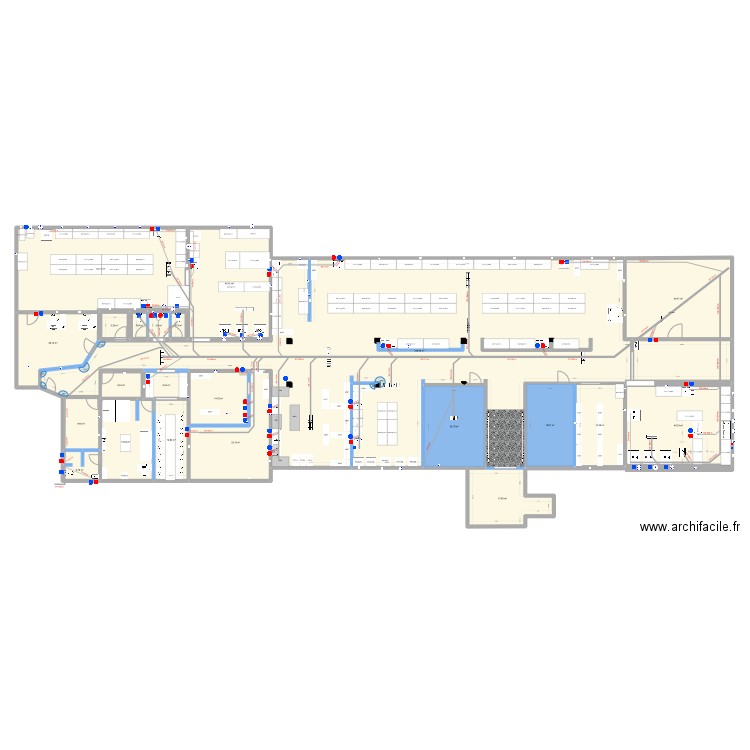 kitchen Tbilisi evacuation. Plan de 22 pièces et 741 m2