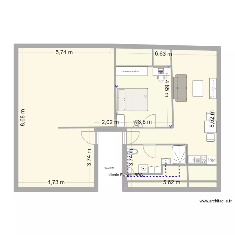 PROJET GEO V1. Plan de 1  et 99 m²