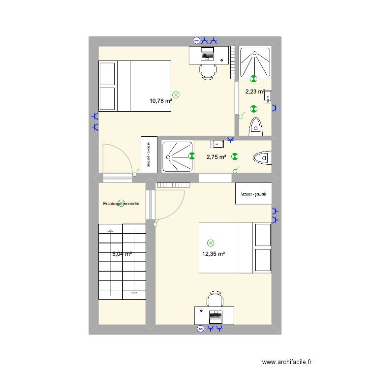 Burton 1er et 2ième ELEC. Plan de 5 pièces et 33 m2
