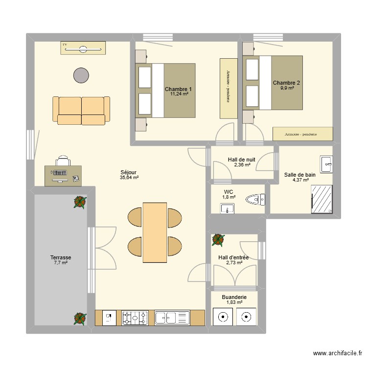 Plan 324 Seraing. Plan de 10 pièces et 78 m2