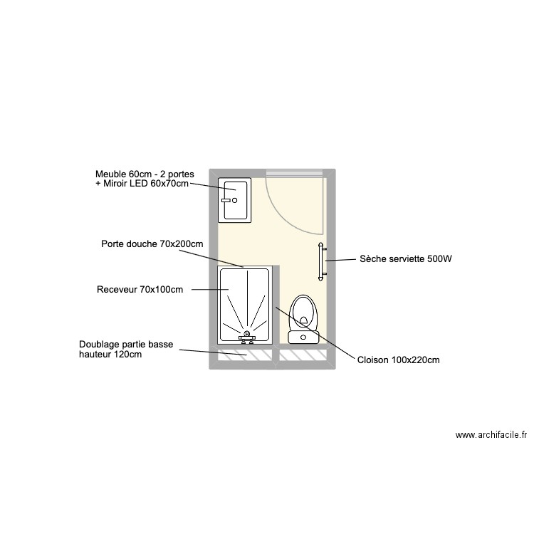 2 benedict Teyssier. Plan de 3 pièces et 3 m2