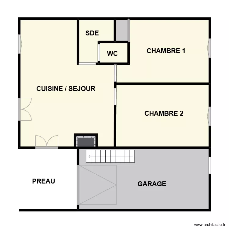thelezais rdc. Plan de 6 pièces et 89 m²