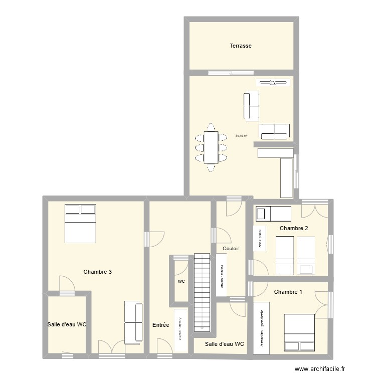 maison rdc. Plan de 10 pièces et 150 m2