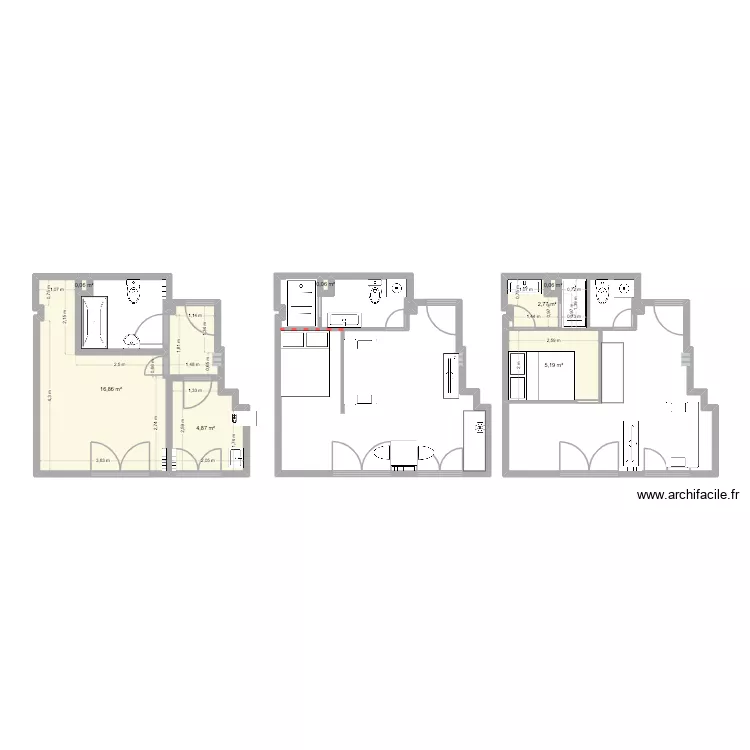 Conciergerie. Plan de 7 et 30 m² Conciergerie. Plan de 7 et 30 m²