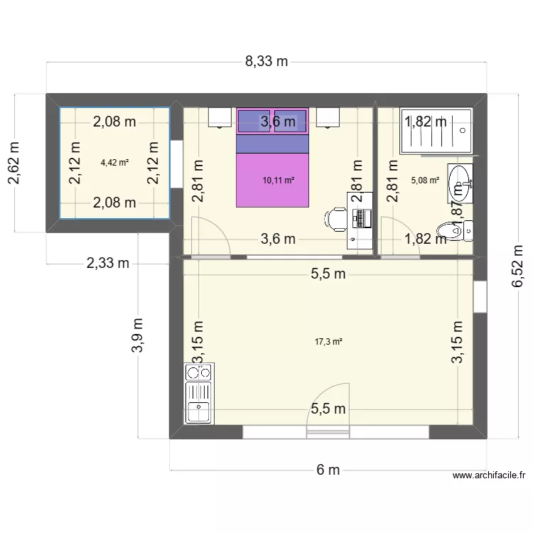 studio. Plan de 