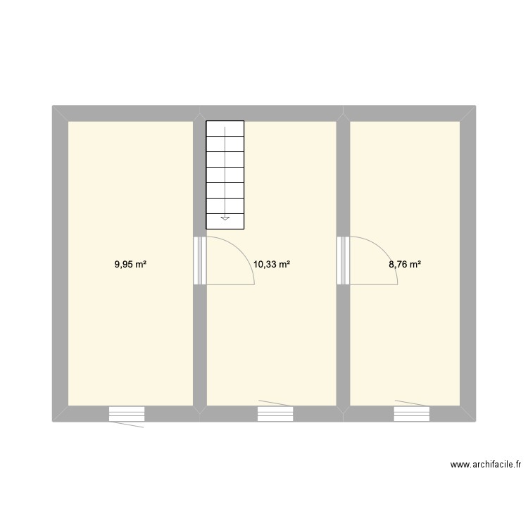 2 ème étage. Plan de 3 pièces et 29 m2