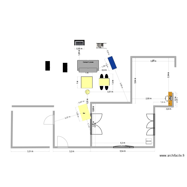 salon. Plan de 0 pièce et 0 m2