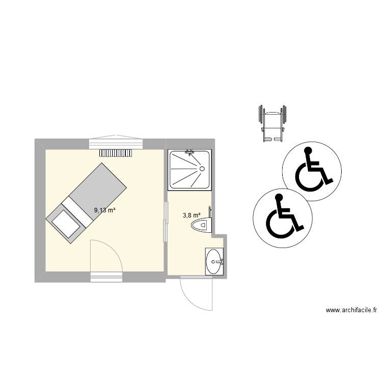 Manz. Plan de 2 pièces et 13 m2