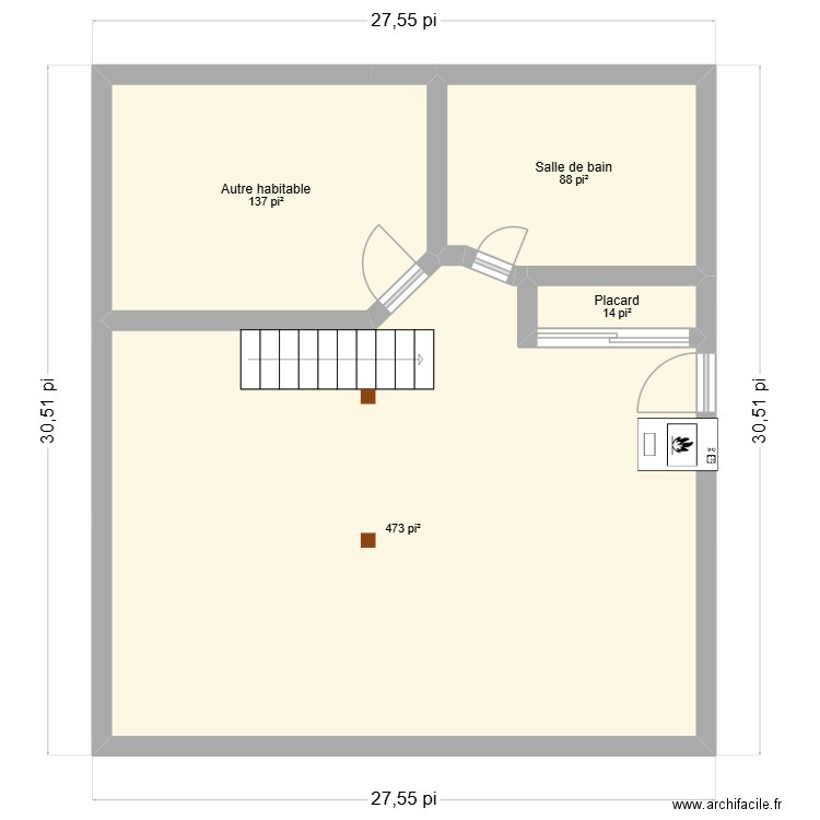 1216. Plan de 4 pièces et 66 m2