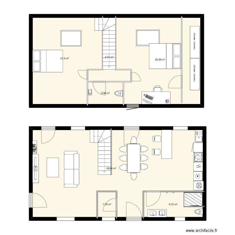 Fief de caux. Plan de 7 pièces et 113 m2