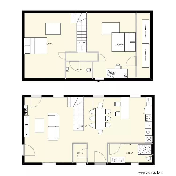 Fief de caux. Plan de 7 pièces et 113 m²
